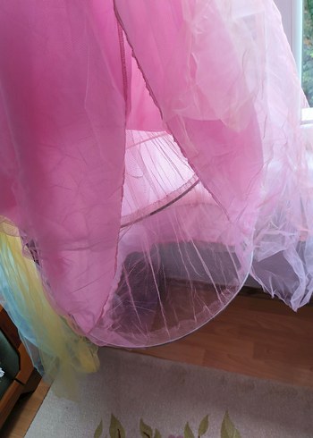 Kız Çocuk Pastel Renkli Tül Elbise - Görsel 5