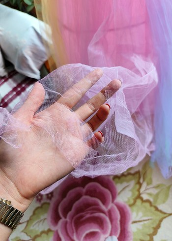 Kız Çocuk Pastel Renkli Tül Elbise - Görsel 6