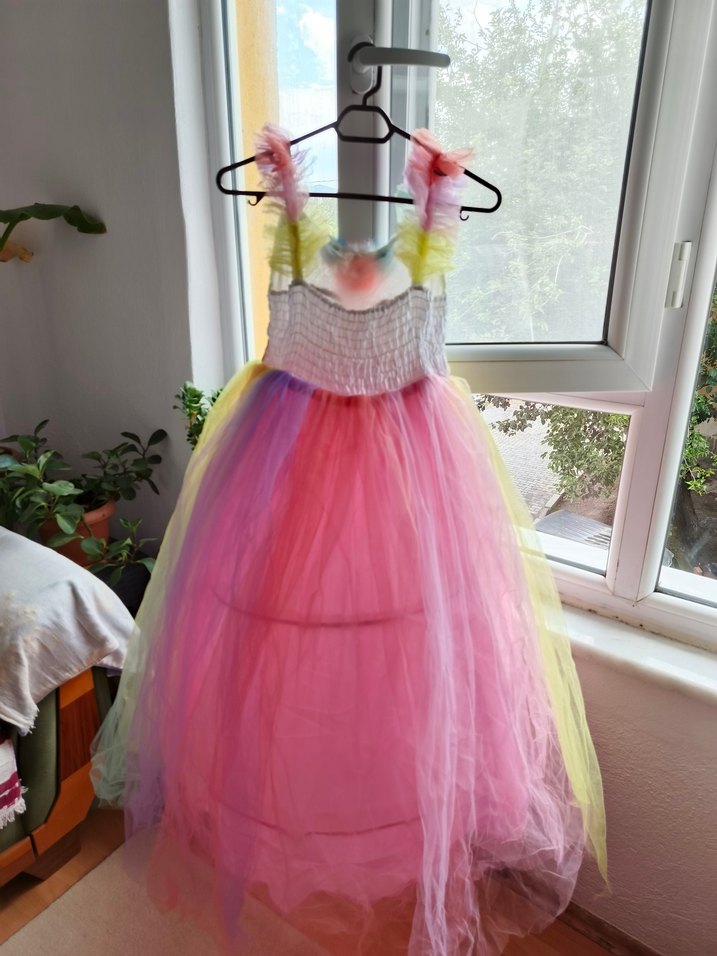 Kız Çocuk Pastel Renkli Tül Elbise - Görsel 3