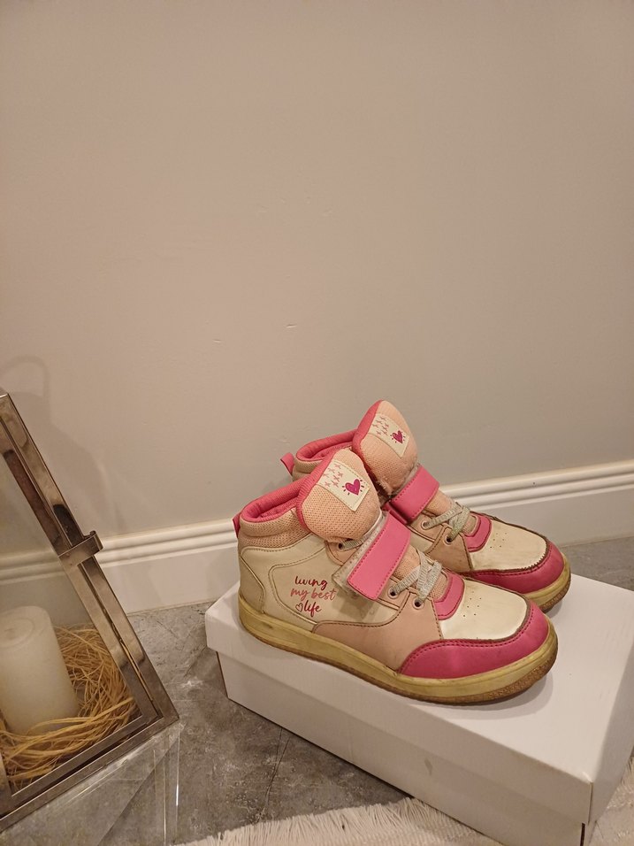 Kız Çocuk Pembe Cırt Cırtlı Spor Ayakkabı - Görsel 2