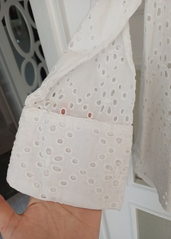 Dantel Detaylı Beyaz Bohem Kadın Gömlek - Görsel 3