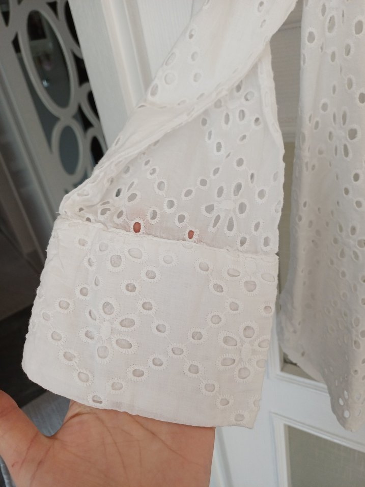 Dantel Detaylı Beyaz Bohem Kadın Gömlek - Görsel 3