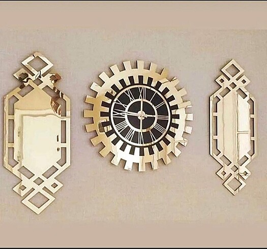 Dekoratif duvar saati 3 lü set