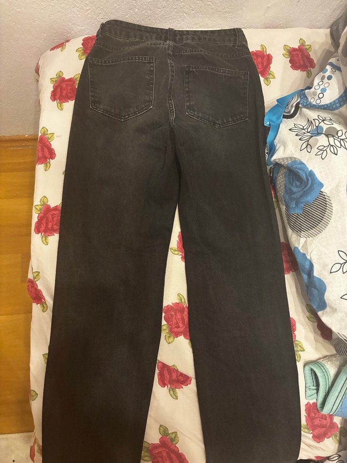 Düğmeli Siyah Batik Desenli Kadın Jean - Görsel 3