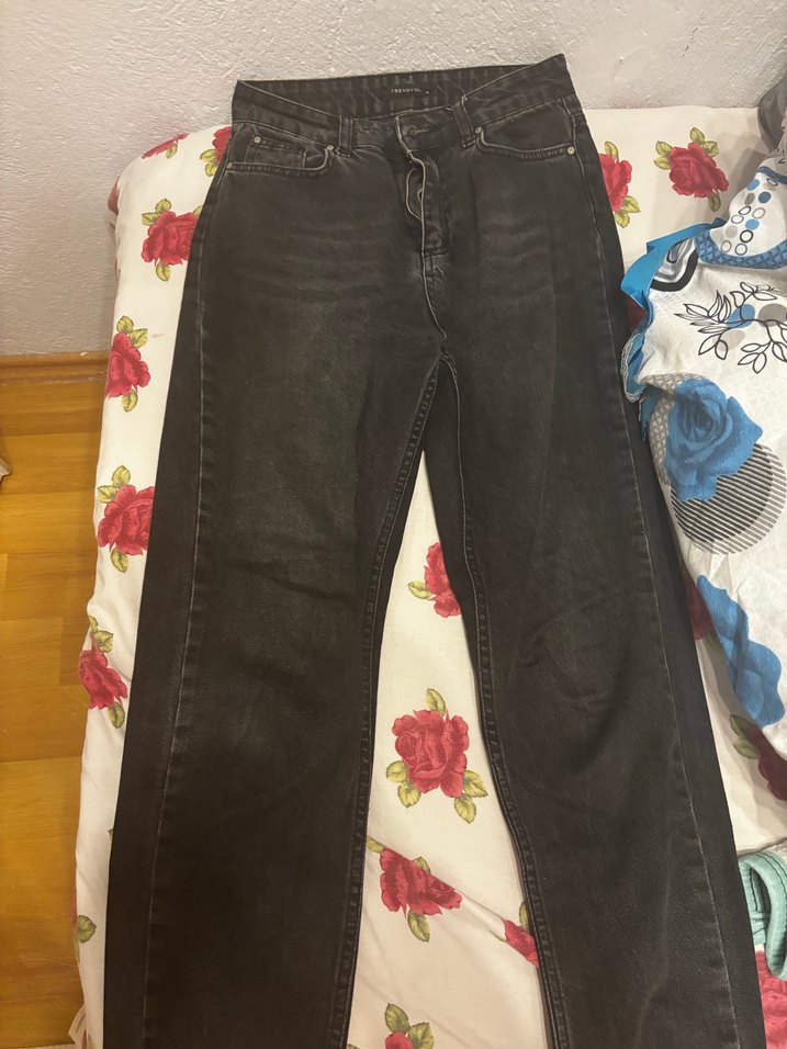 Düğmeli Siyah Batik Desenli Kadın Jean - Görsel 2