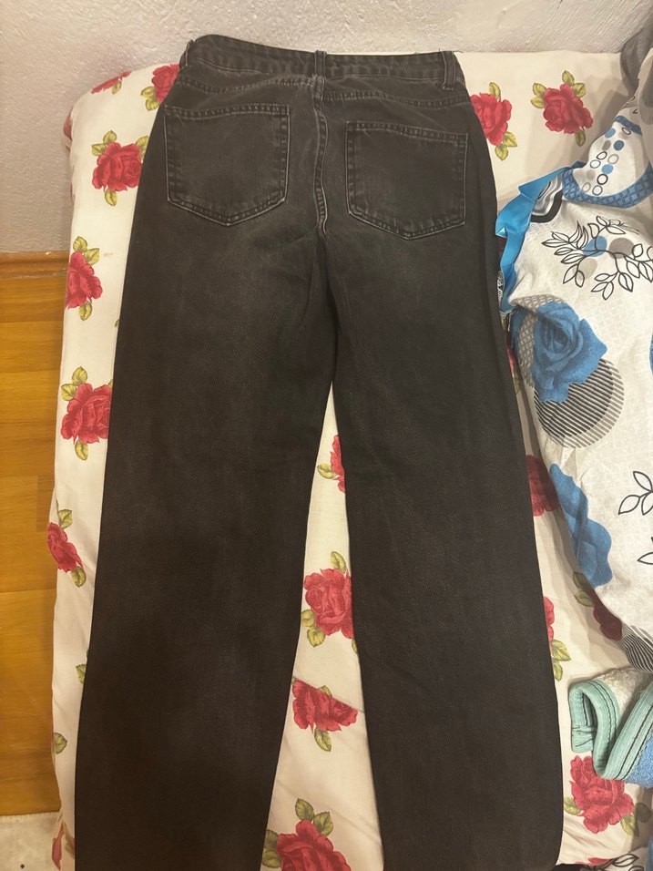 Düğmeli Siyah Batik Desenli Kadın Jean - Görsel 4