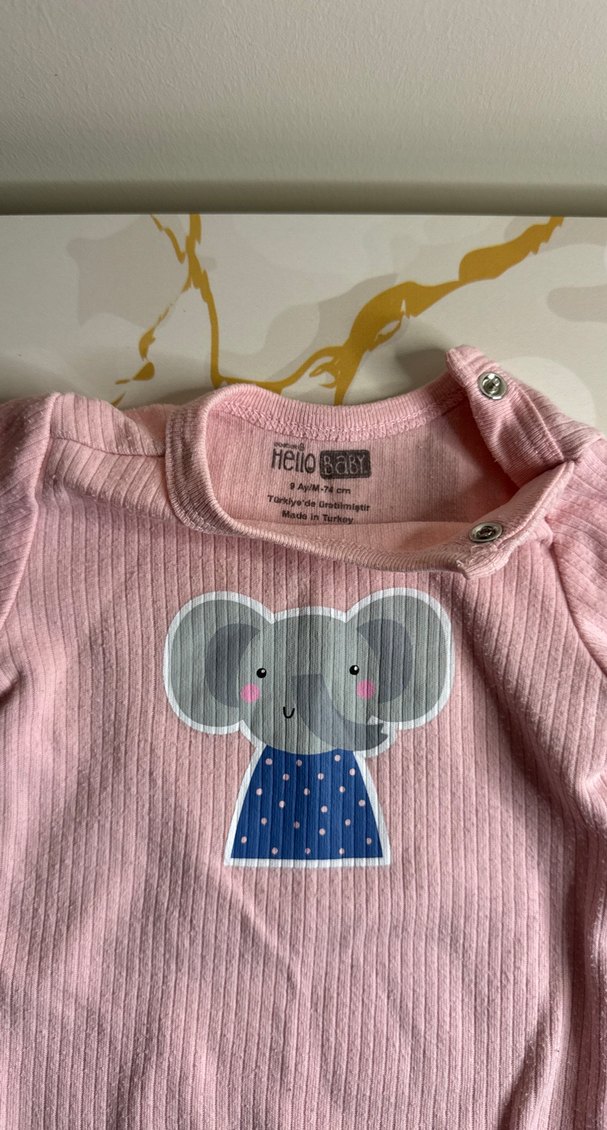 Uzun Kollu Nakışlı Pembe Bebek Body - Görsel 2