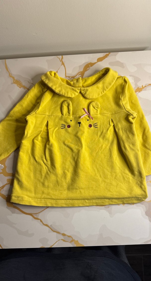 Sarı Uzun Kollu Örgü Bebek Kız Takımı - Görsel 2