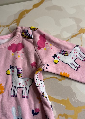 Uzun Kollu Pembe Baskılı Kız Bebek Body - Görsel 2