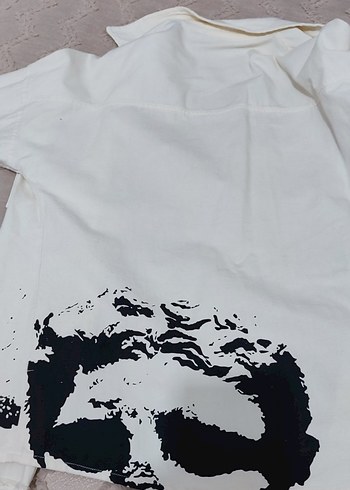 Düğmeli ekru denim gömlek 38.40 beden uyumlu - Görsel 3