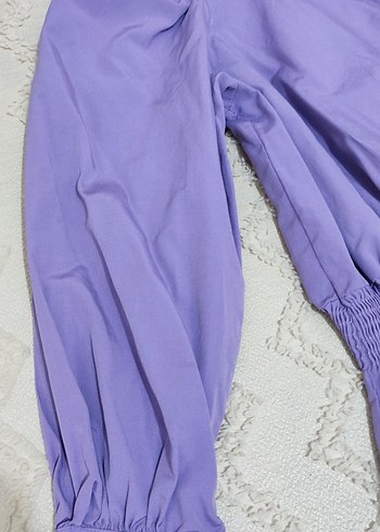 Mor Fırfırlı Kadın crop gomlek 38.40 beden uyumlu - Görsel 2