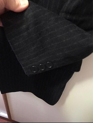 Çizgili yünlü palto - Görsel 2