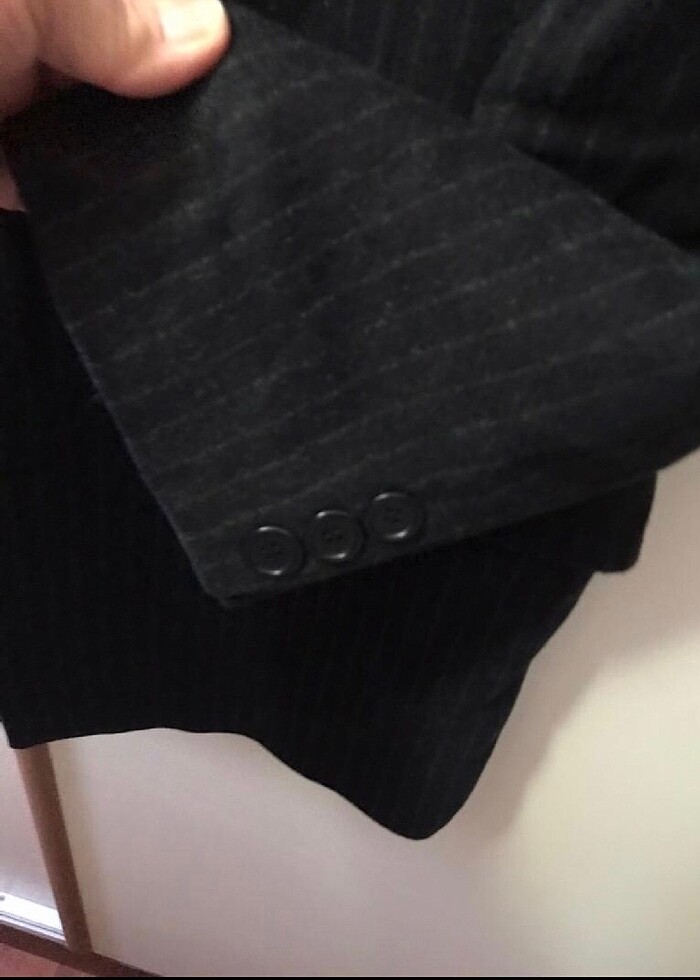 Çizgili yünlü palto - Görsel 2