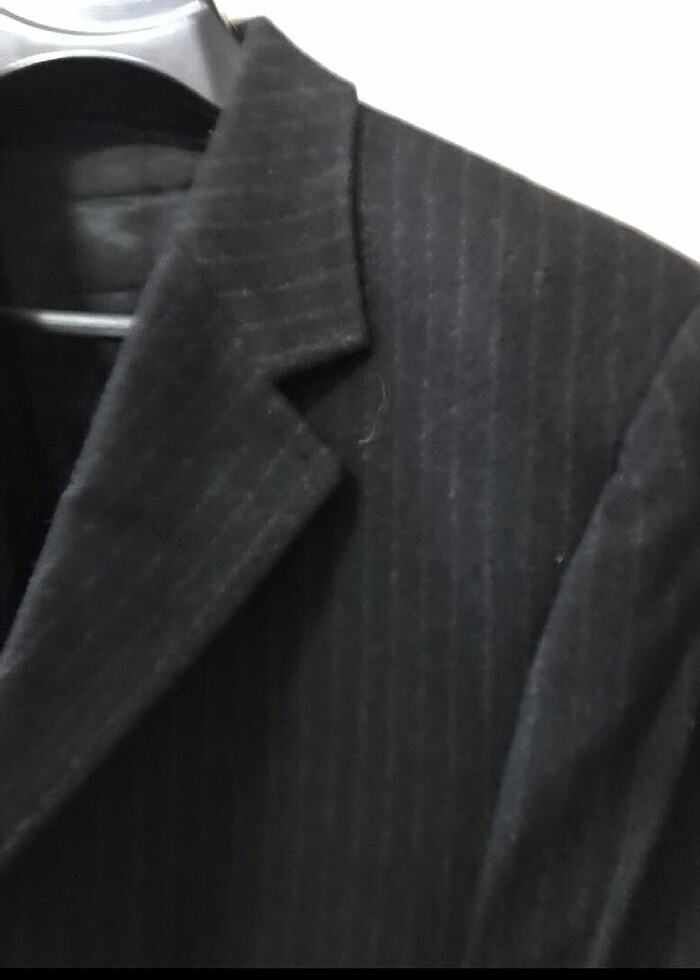 Çizgili yünlü palto - Görsel 3