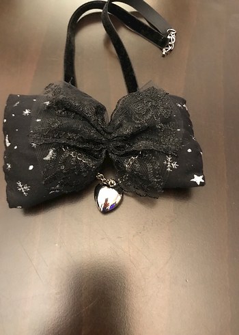 Siyah Nakışlı Dantel Detaylı  Papyon ve Kravat-bileklik - Görsel 6