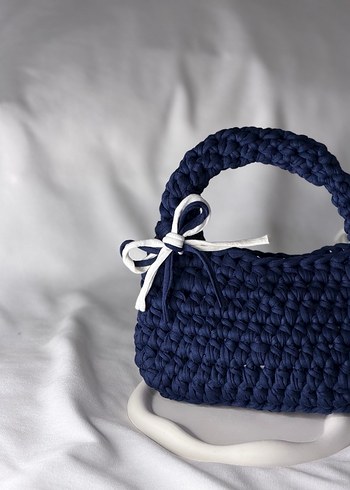 Lacivert Örgü Kadın Çanta - Görsel 2