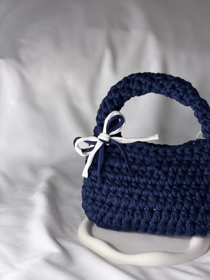 Lacivert Örgü Kadın Çanta - Görsel 2