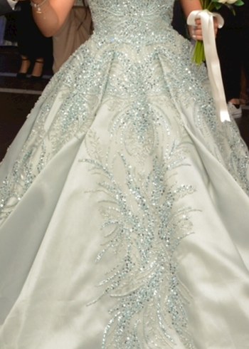 Parlak su yeşili askılı Prenses Nişanlık - Görsel 2