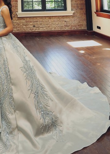 Parlak su yeşili askılı Prenses Nişanlık - Görsel 5