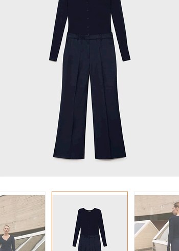 Siyah V Yaka uzun kollu tulum - Görsel 3