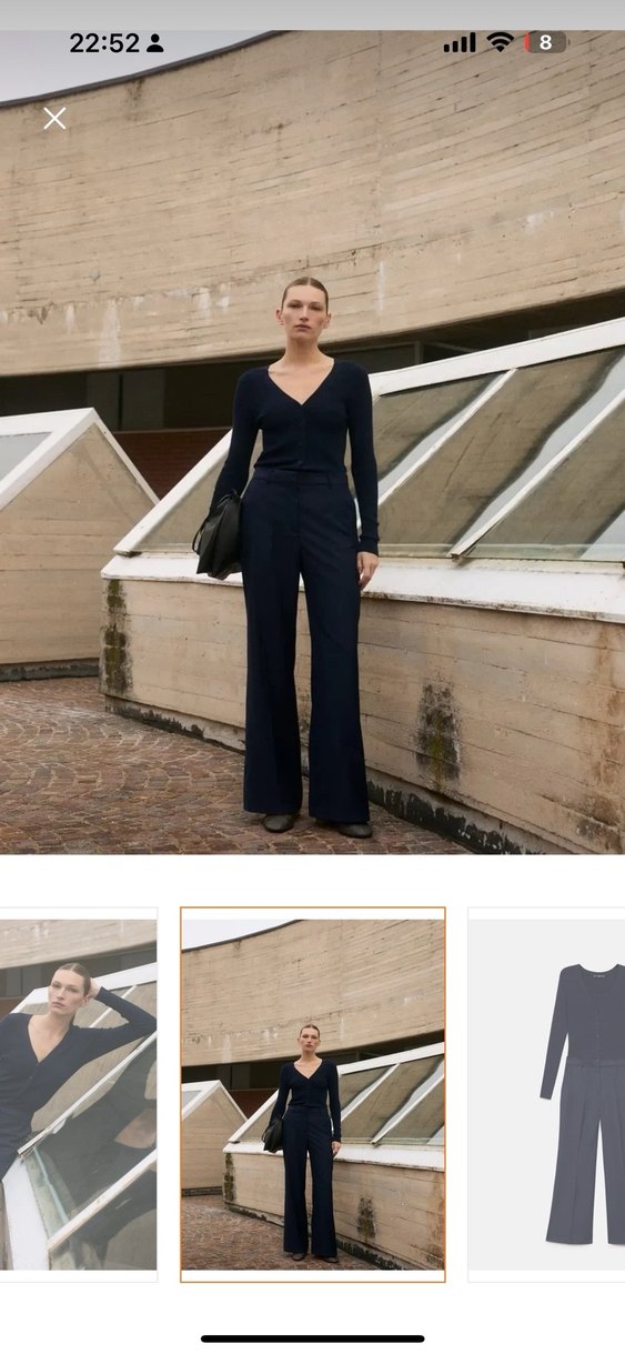 Siyah V Yaka uzun kollu tulum - Görsel 4