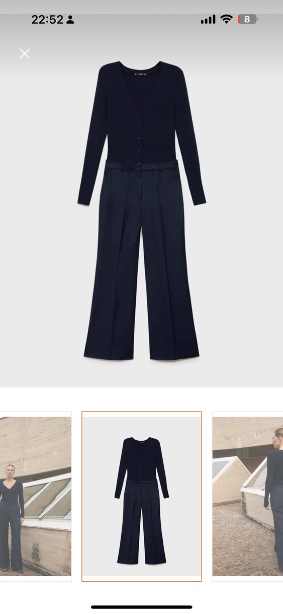 Siyah V Yaka uzun kollu tulum - Görsel 3