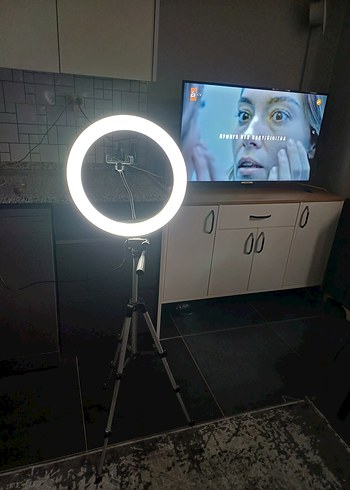 Bej Renkli Halka Işıklı Tripod ve Selfie Çubuğu - Görsel 4