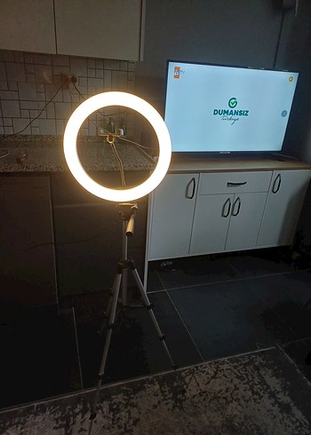 Bej Renkli Halka Işıklı Tripod ve Selfie Çubuğu - Görsel 2