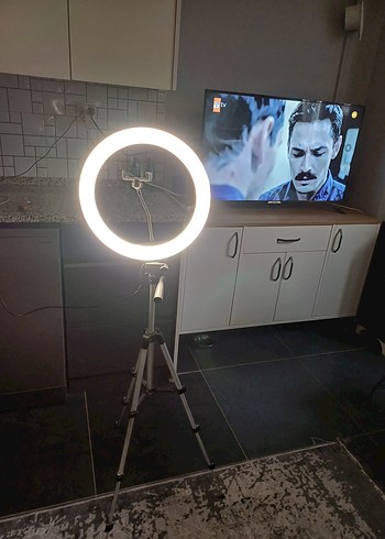 Bej Renkli Halka Işıklı Tripod ve Selfie Çubuğu - Görsel 6
