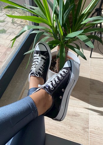 36 Beden Convers Platform Taban Siyah Kadın Spor Ayakkabı