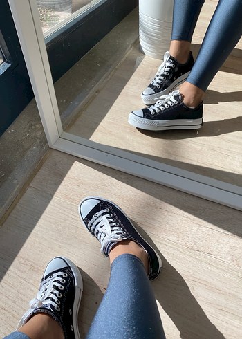 36 Beden siyah Renk Convers Platform Taban Siyah Kadın Spor Ayakkabı