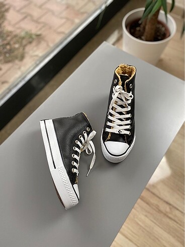 Converse Platform Deri Siyah Uzu
