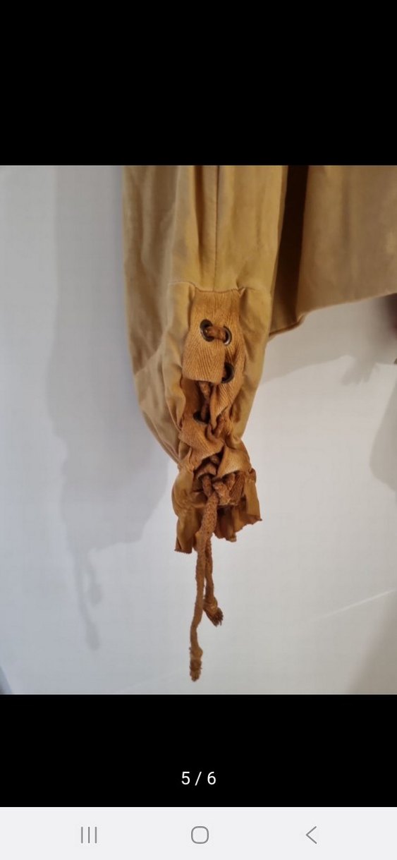 Püsküllü Nakışlı Bej Bohem Kumaş Pantolon - Görsel 5