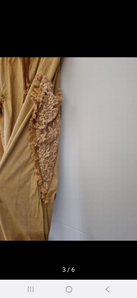 Püsküllü Nakışlı Bej Bohem Kumaş Pantolon - Görsel 3