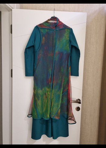 Çok Renkli Uzun Kol Bağlama Desenli tulum ve üst özel dikim - Görsel 3