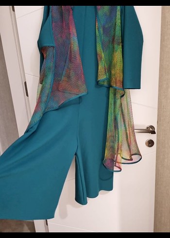 Çok Renkli Uzun Kol Bağlama Desenli tulum ve üst özel dikim - Görsel 2