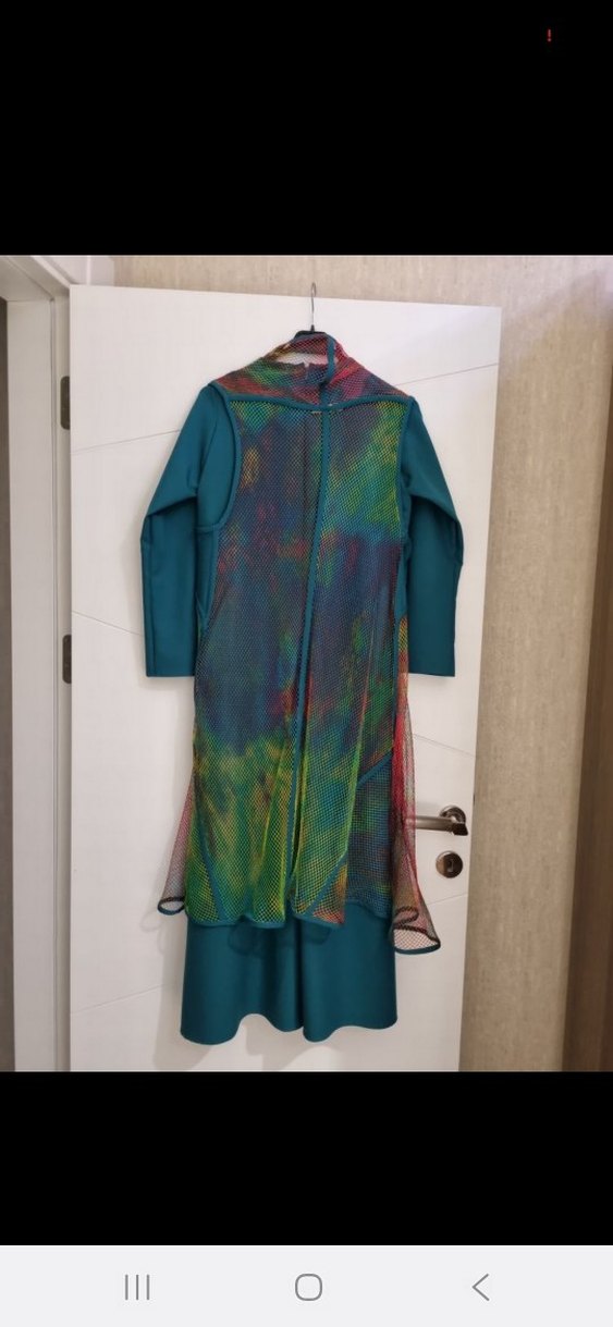 Çok Renkli Uzun Kol Bağlama Desenli tulum ve üst özel dikim - Görsel 3