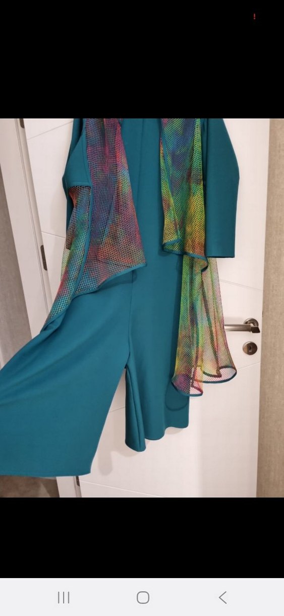 Çok Renkli Uzun Kol Bağlama Desenli tulum ve üst özel dikim - Görsel 2