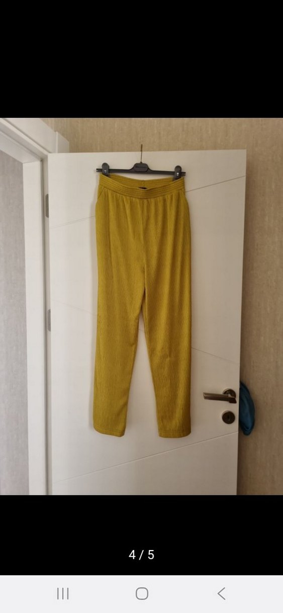 Kadın Sarı Uzun Keten alt üst - Görsel 4