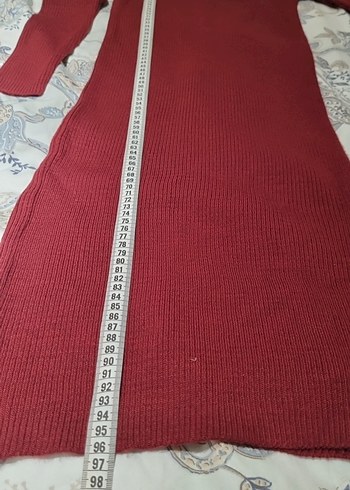 Bordo V Yakalı Uzun Kollu Triko Elbise - Görsel 4