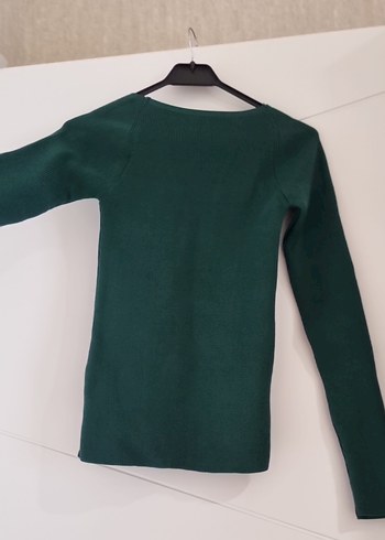 Kadın Koyu Yeşil İnce Triko Kazak - Görsel 4