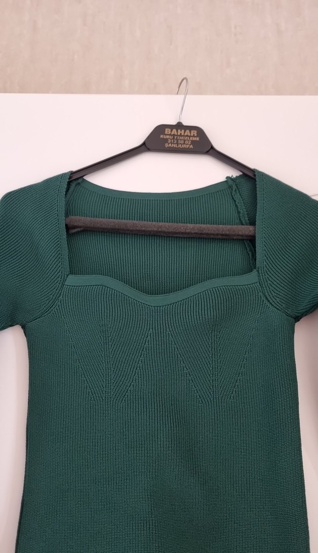 Kadın Koyu Yeşil İnce Triko Kazak - Görsel 2