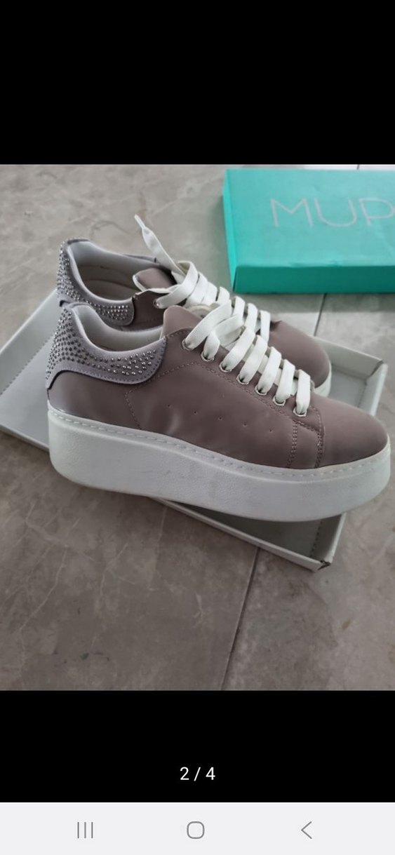 Bej Bağcıklı Kadın Spor Ayakkabı - Görsel 2