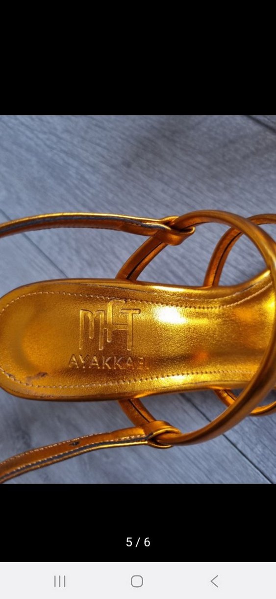 turuncu Renkli Stiletto Tokalı Kadın Ayakkabı - Görsel 4