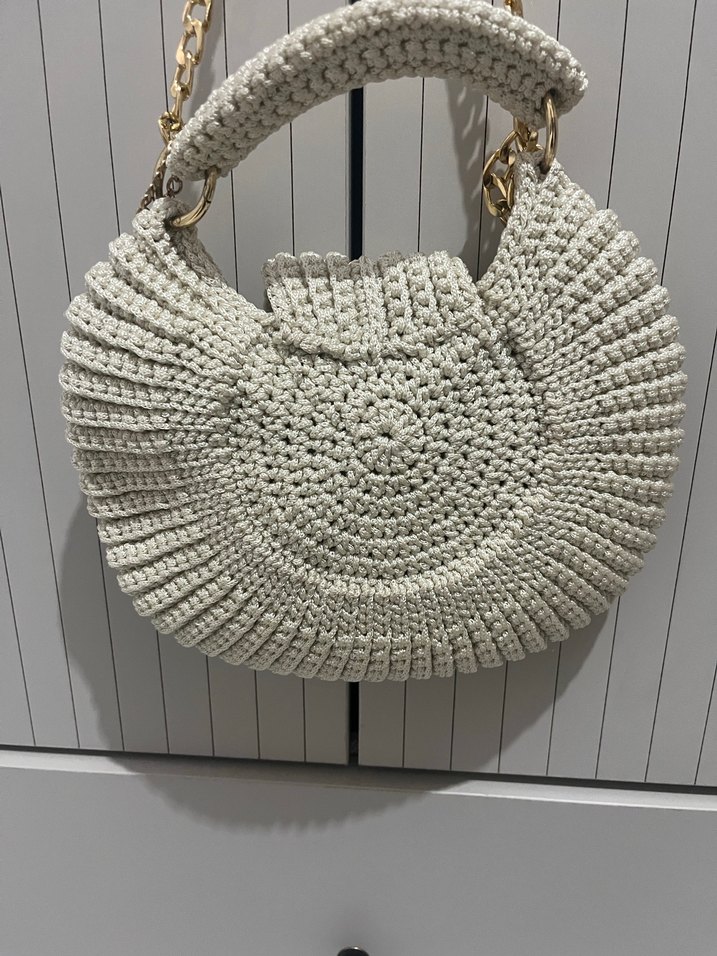 Zincir Detaylı Örgü Kadın Çanta - Görsel 5