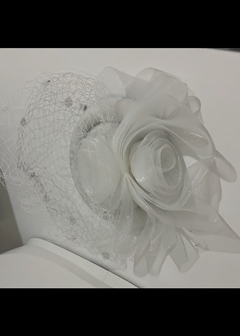 Dantel Detaylı Beyaz Gelin Saç Aksesuarı - Görsel 3