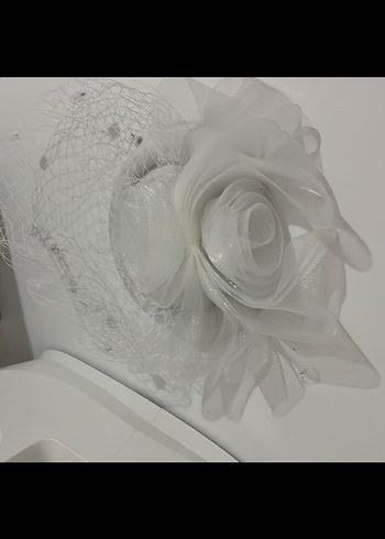 Dantel Detaylı Beyaz Gelin Saç Aksesuarı - Görsel 2