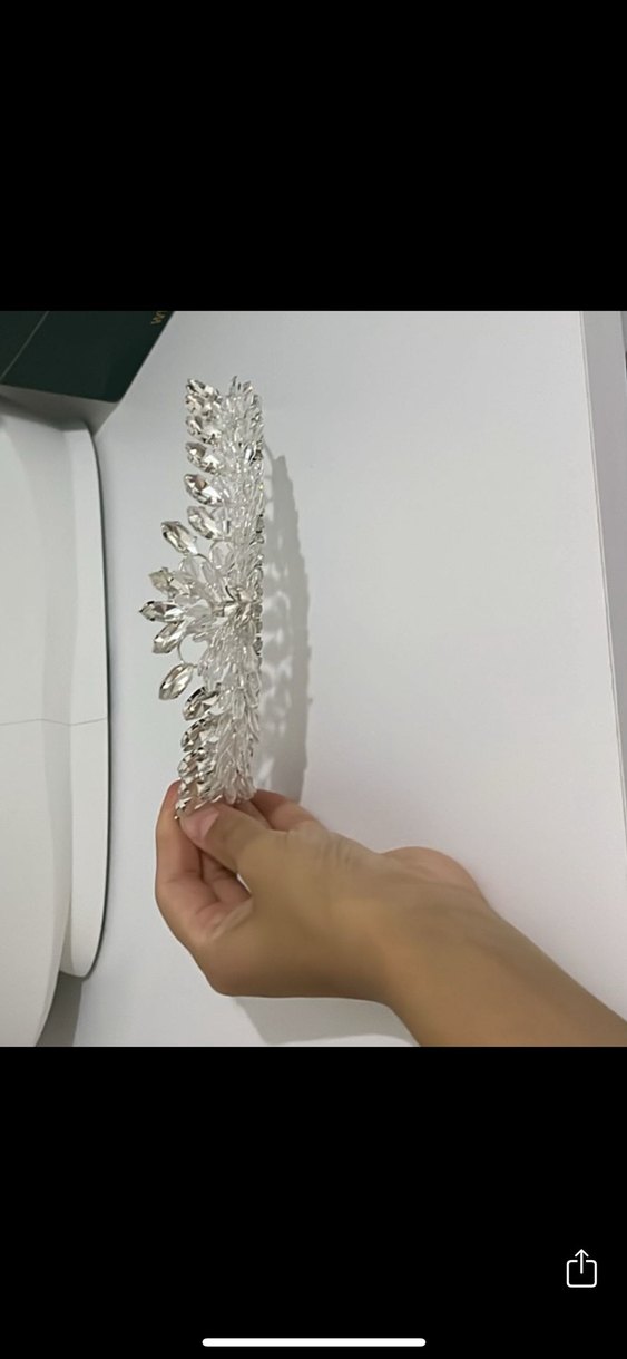 Beyaz Parlak Taşlı Gelin Tacı - Görsel 3