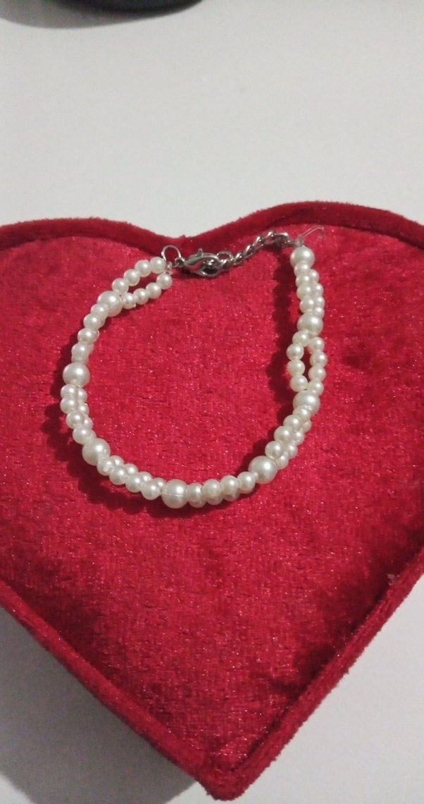 Beyaz İnci Boncuklu Kadın Bileklik - Görsel 2