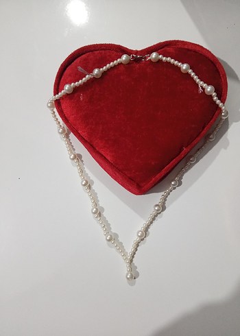 Beyaz Boncuklu Midi Kolye - Görsel 2